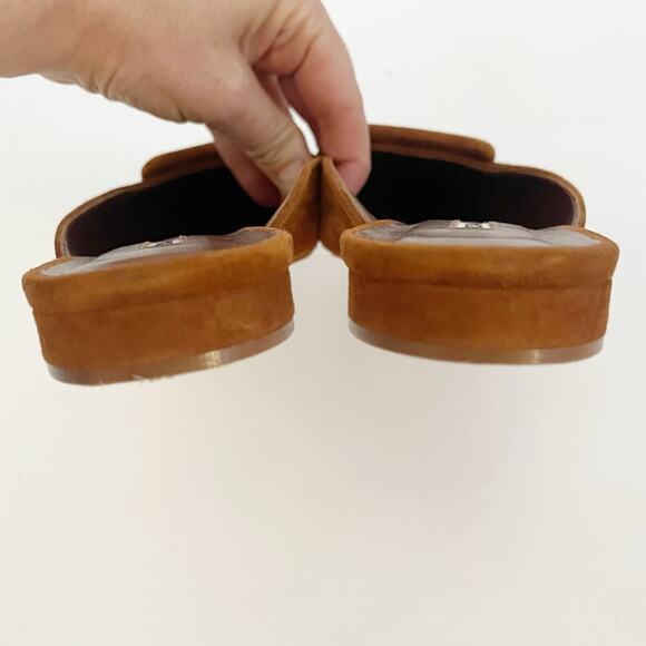 Manolo Blahnik Maysale Camel Suede Buckle Pointed Toe Flat Slide Mules IT 40 - Picture 9 of 11